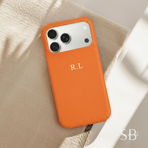 Personalized Pebble Leather iPhone Case, Custom Phone case for iPhone 18 17 16 15 14, Monogram Engraved Initials Genuine Leather Phone cover image 7