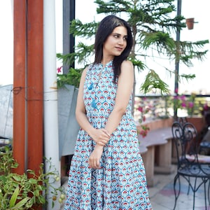 Handblock Print Cotton Dress, Women Cotton Summer Dress, Block Print Dress, Cotton Tier Dress, Printed Cotton dress