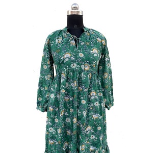 Frauen Baumwolle Sommerkleid, Handblock Print Baumwollkleid, Block Print Kleid, Baumwolle Tier Kleid, Bedrucktes Baumwollkleid