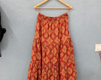 Buy Handblock Print Cotton Skirt, Indian Cotton Skirt, Floral