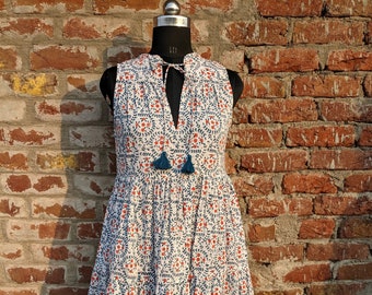 Handblock Print Cotton Dress, Women Cotton Summer Dress, Block Print Dress, Cotton Tier Dress, Printed Cotton dress