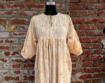 Maxikleid aus Baumwolle mit Handblockdruck | Handgemachtes Indian Summer Kleid