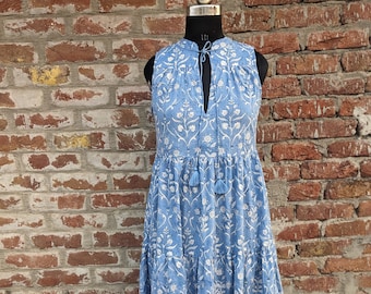 Handblock Print Cotton Summer Dress, Indian Ethnic Wear