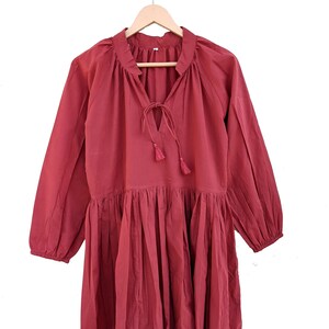 red cotton dress| Summer Dress| Handmade| Cotton Dress| womens plated cotton dress