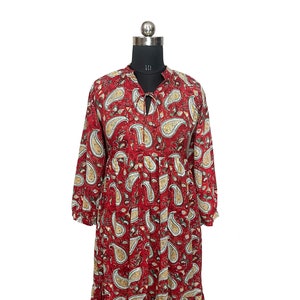 Vestido de verano de algodón para mujer, vestido de algodón con estampado Handblock, vestido con estampado de bloque, vestido de algodón, vestido de algodón estampado