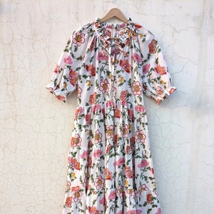 Hand Block Printed Kleid | Sommerkleid| Baumwollkleid| Blumendruck | Handarbeit| Made in India Block Print Kleid, Bedrucktes Kleid