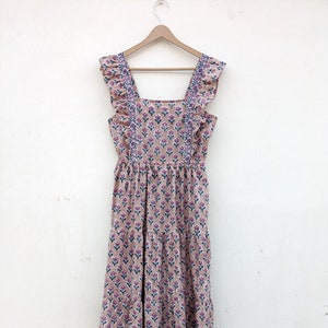 Hand Block Printed dress| Summer Dress| Cotton Dress| Floral print| Handmade| Made in India Block Print Dress| Cotton Tier dress
