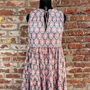Handblock Print Cotton Dress, Women Cotton Summer Dress, Block Print Dress, Cotton Tier Dress, Printed Cotton dress
