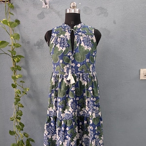 Handblock Print Cotton Dress, Women Cotton Summer Dress, Block Print Dress, Cotton Tier Dress, Printed Cotton dress