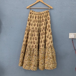 Handblockdruck Baumwollrock, Indischer Baumwollrock, Floral Baumwollröcke, Ethnische Kleidung Frauen lange Maxi Rock, Sommerkleid