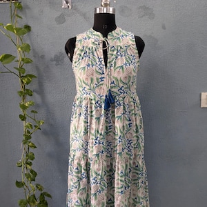 Handblock Print Cotton Dress, Women Cotton Summer Dress, Block Print Dress, Cotton Tier Dress, Printed Cotton dress