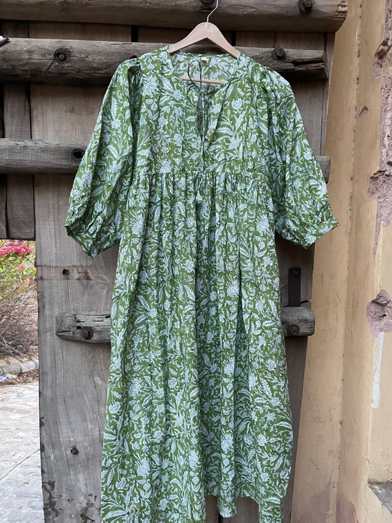 Hand Block Printed Cotton Maxi Dress | Floral Print Summer Dress - Etsy  Canada
