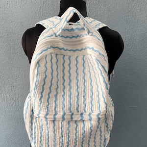 Sac matelassé en coton imprimé bloc pour enfants et adultes, sac à dos grande capacité, sac à dos scolaire à fermeture éclair pour étudiant, sac pour ordinateur portable imprimé bloc
