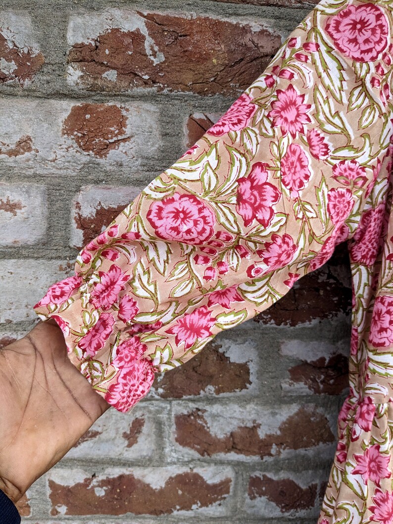 Hand Block Printed Dress Summer Dress Cotton Dress Floral Print