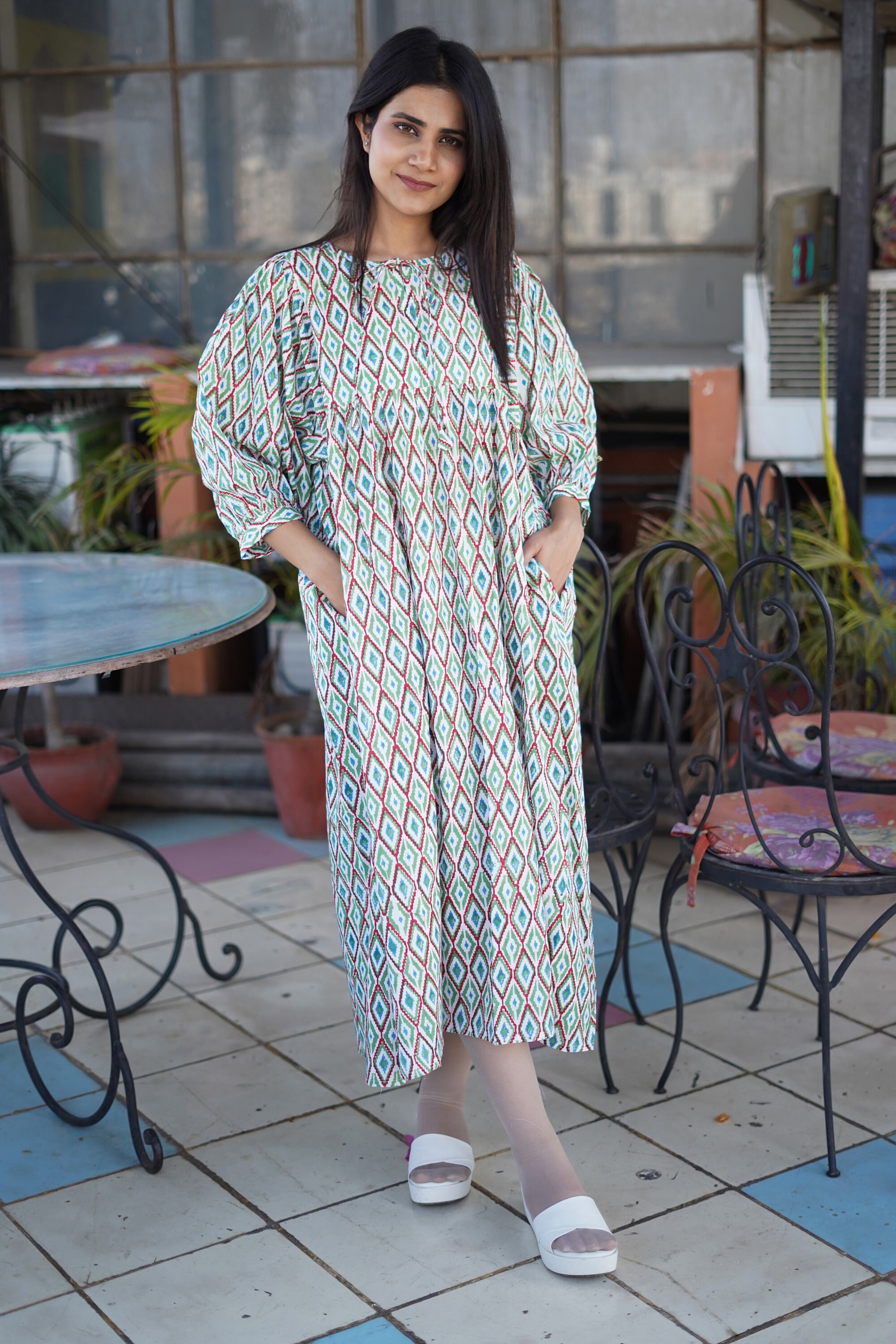 Fisherman's Dream Handblock Printed Cotton Dress