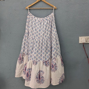 Handblockdruck Baumwollrock, Indischer Baumwollrock, Floral Baumwollröcke, Ethnische Kleidung Frauen lange Maxi Rock, Sommerkleid