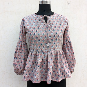 Handblock printed top, cotton printed top,  summer cotton top, indian cotton top, cotton blouse, Perfect for travel and lunch dates