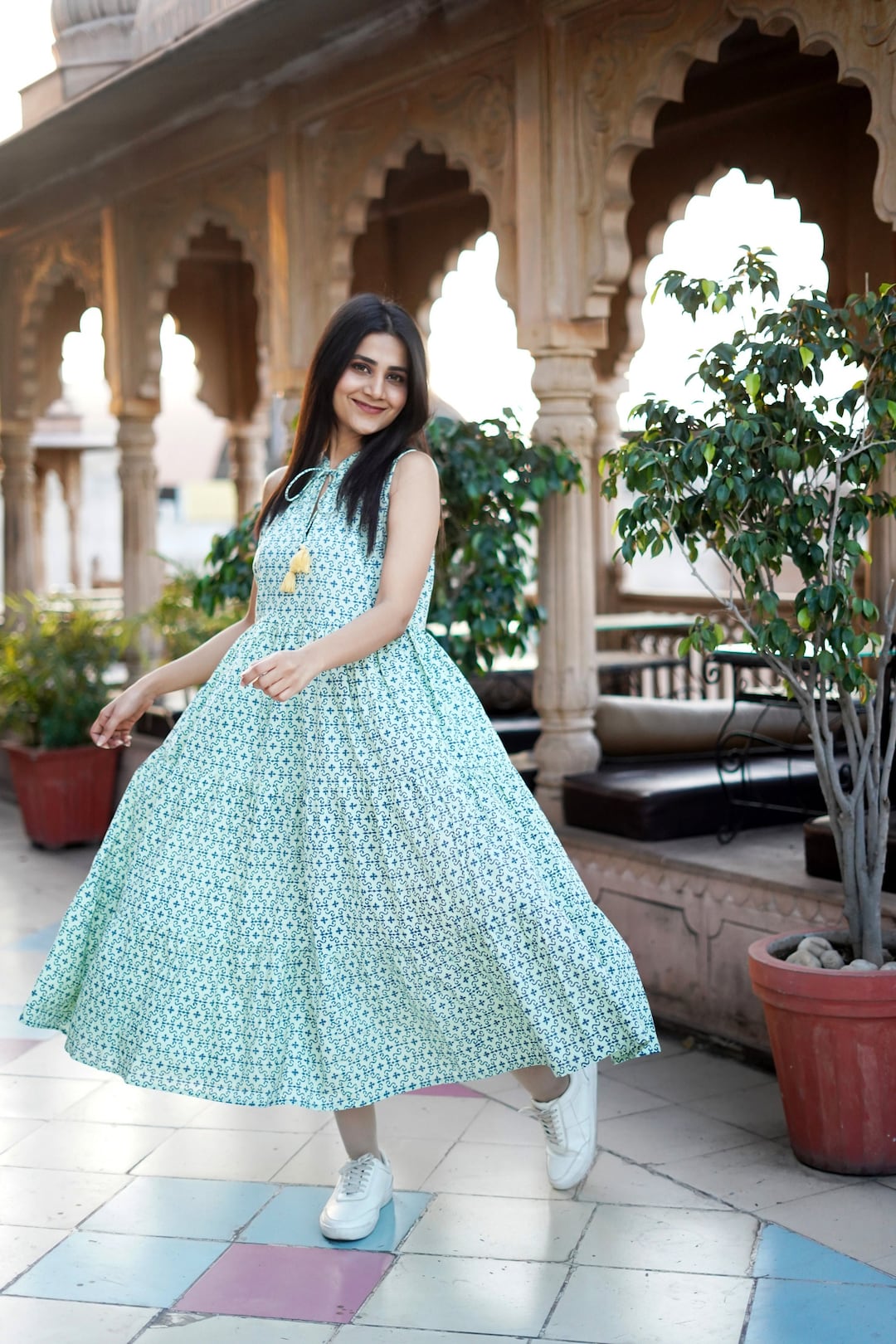Handmade Block Print Cotton Tier Dress, Summer Casual Wear - Etsy