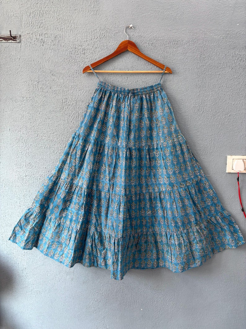 Block Printed Tiered Skirt