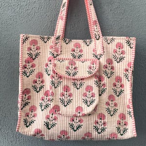 Quilted Cotton Handprint Large Bag-pack Eco friendly Sustainable Travel Holiday Beach Shopping Handmade Artist Boho Carry All