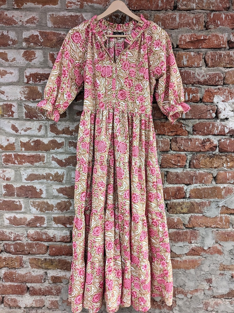 Hand Block Printed Dress Summer Dress Cotton Dress Floral Print
