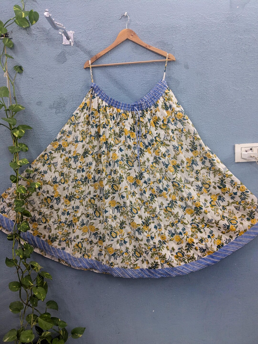 Cotton Cloth Indigo Print Skirt