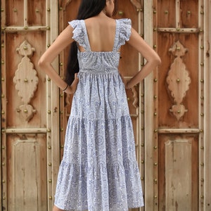 Billie Block Print Organic Cotton Dress | Red/White main image 0