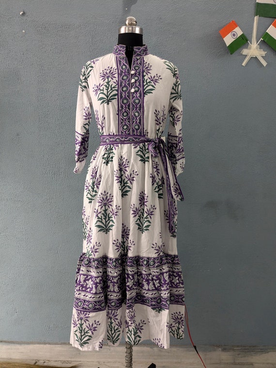 chinese dress ladies Anais Gauze Linen Dress - Pink Block Print main image 0