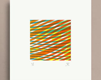 Colourful Abstract Mini Print / Screenprint, Art, Geometric Opart - Splash #51