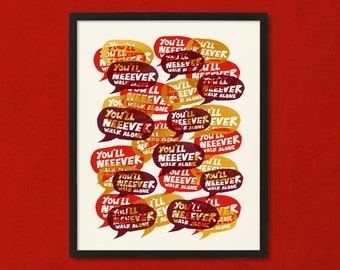 Liverpool FC Print /// You'll Never Walk Alone, Football, Screenprint, Typography