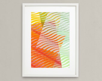Colourful Abstract Print / Screenprint, Art, Geometric Pattern - Waves #14