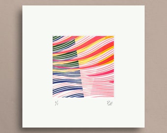 Colourful Abstract Mini Print / Screenprint, Art, Geometric Opart - Splash #24