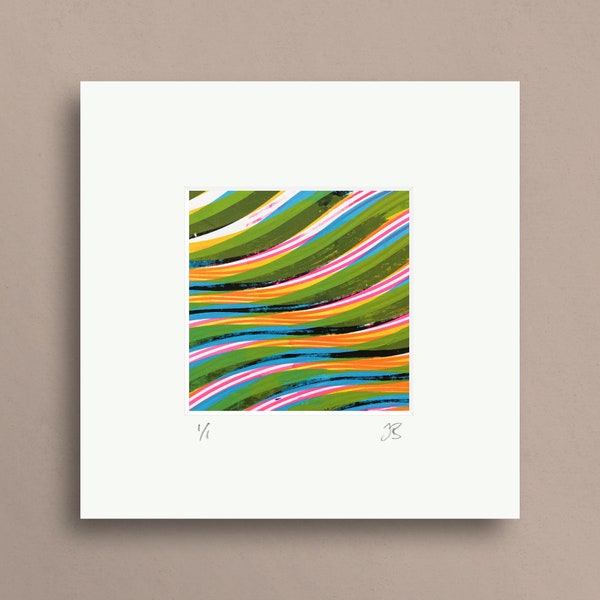 Colourful Abstract Mini Print / Screenprint, Art, Geometric Opart - Splash #34