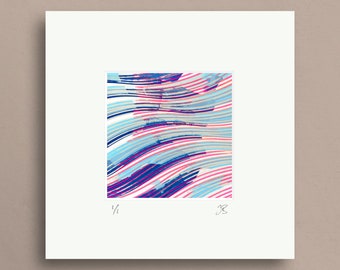 Colourful Abstract Mini Print / Screenprint, Art, Geometric Opart - Splash #32