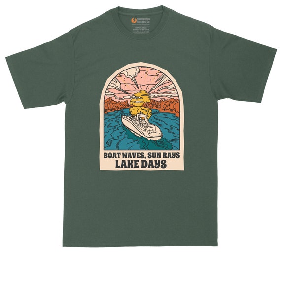 Buy Boat Waves Sun Rays Lake Days Mens Big and Tall T-shirt Boating Shirt  Camping Shirt Fishing Shirt Online in India 