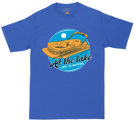 At the Lake Life is Better Mens Big and Tall T-shirt Boating Shirt Camping Shirt  Fishing Shirt -  Australia