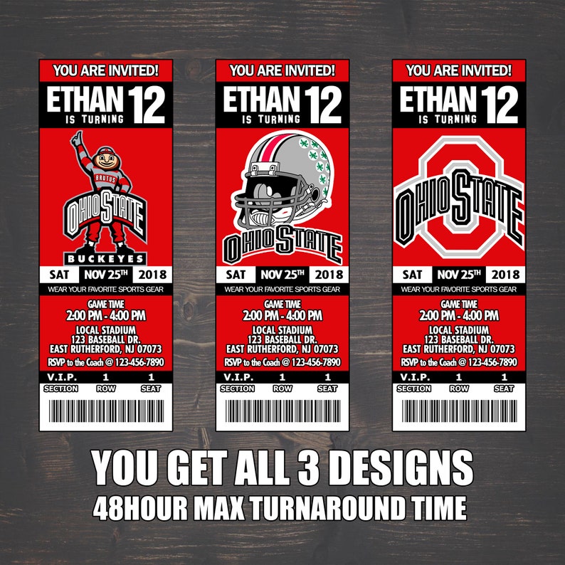 Ohio State Buckeyes Inspired Inviation Game Tickets Digital Etsy