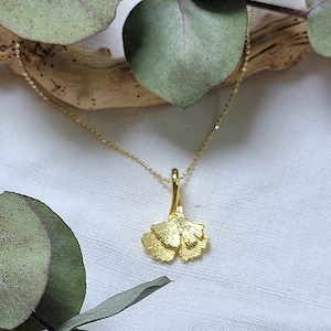 Gingo leaf chain, gold-plated chain, minimalist, 925 silver, gingo chain, gingo leaf, gift, boho, filigree, gold-plated, 40 cm chain