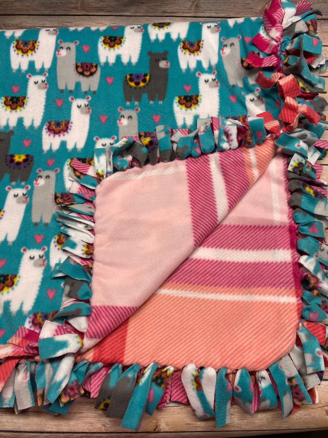 Teal Llama Too Fleece Blanket/Throw Etsy