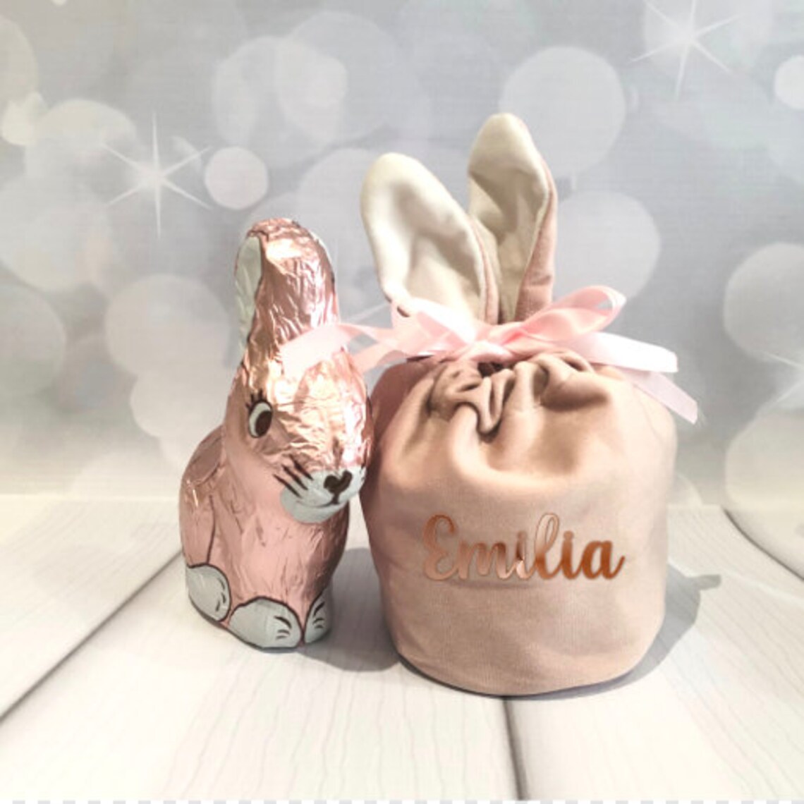 Personalised Velvet Easter Bunny Bags Etsy