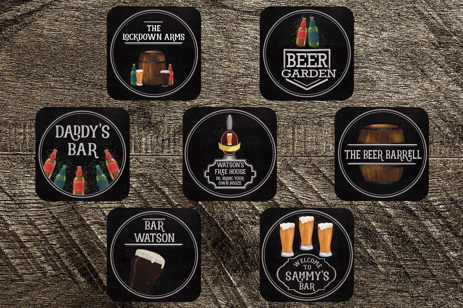 Personalised Bar Runner and Coasters/beer Mats Daddy's Etsy UK