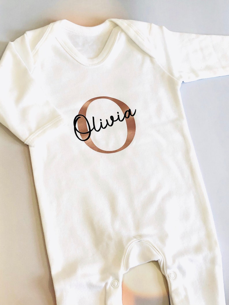 Personalised Babygrow Bodysuit Bib and Hat Set Initial and Etsy UK