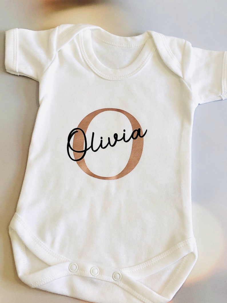 Personalised Babygrow Bodysuit Bib and Hat Set Initial and Etsy UK