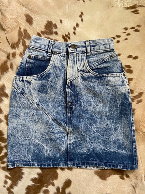 22” vintage acid wash denim skirt