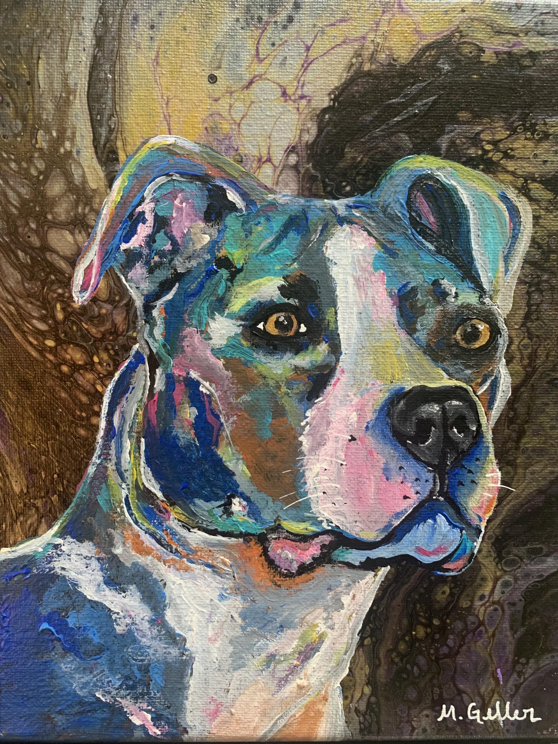 ピットブル アクリル画 額入りピットブル犬の絵画：オリジナルアクリルアート（8x10） - Etsy 日本