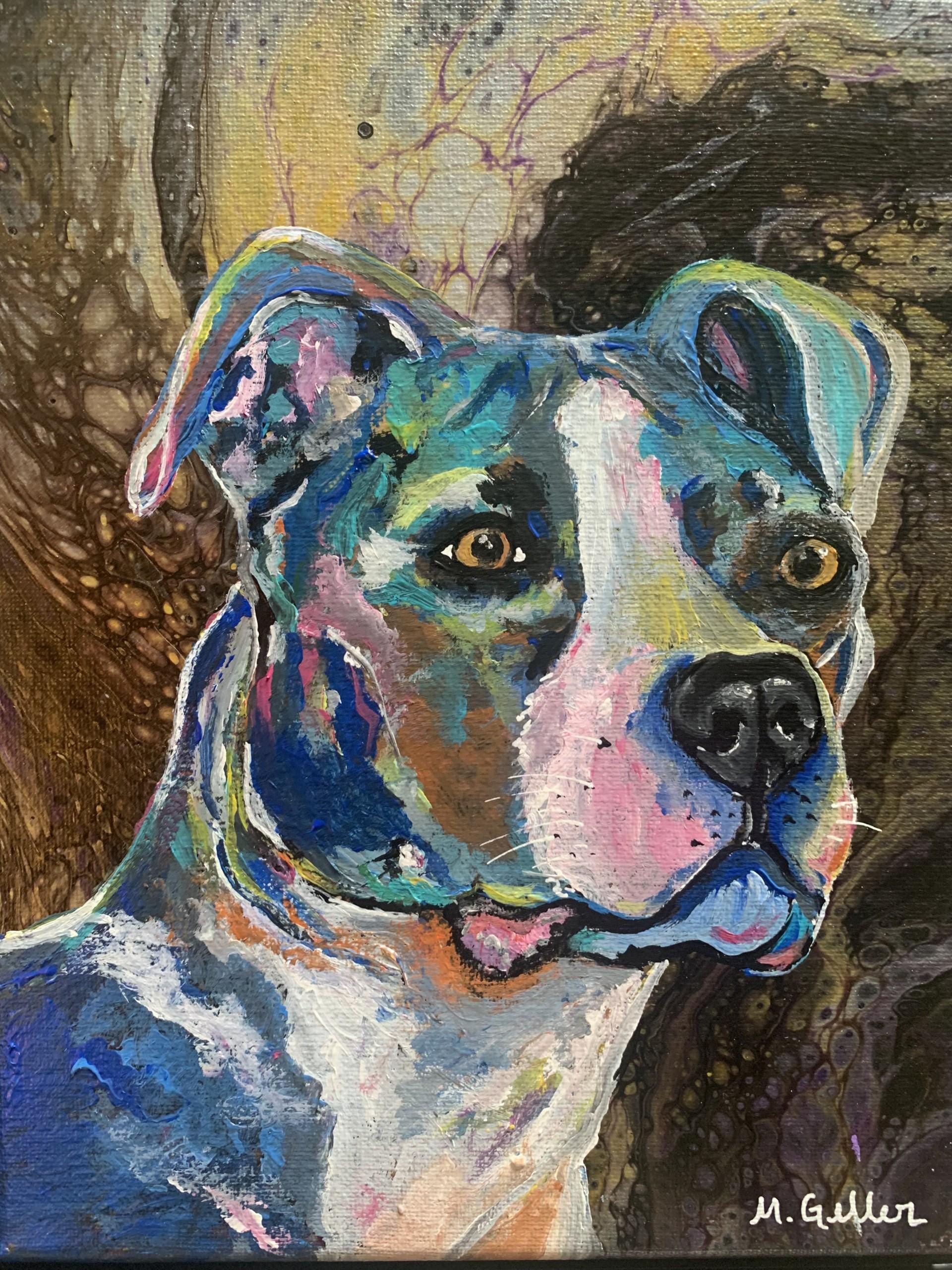 額入りピットブル犬の絵画：オリジナルアクリルアート（8x10） - Etsy 日本