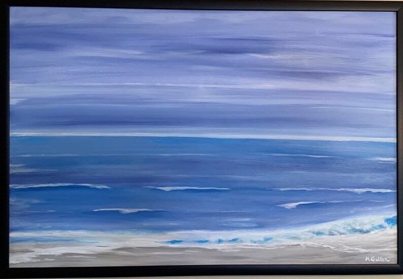 Impressionism Blue 34 Profile Canvas Framed Wall Art Large ...