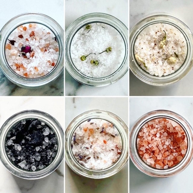 Bath salts in a jar with wooden scoop Etsy