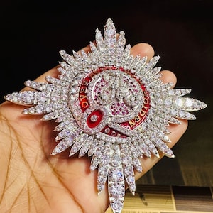 Antique look Zircon Ruby brooch/American Diamond And Sterling Silver Brooch/Victorian look Royal Zircon brooch