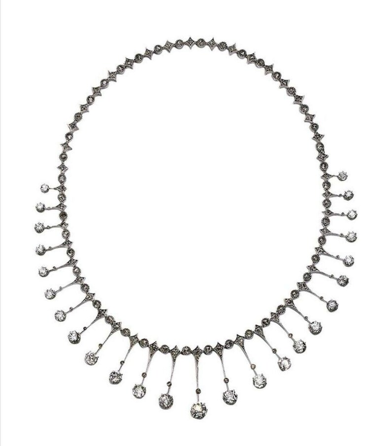 Victorian Rose Cut Diamond Necklace Etsy